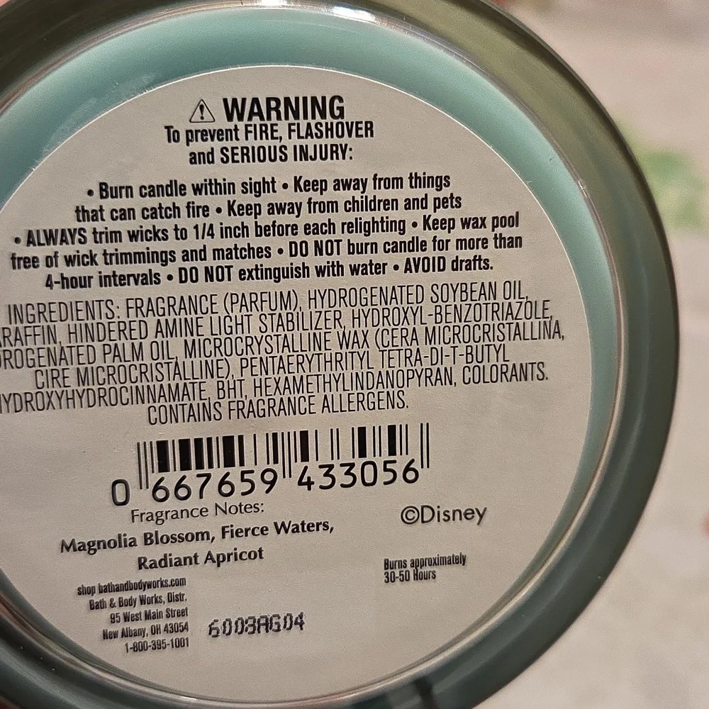 Nwt Disney Princess Mulan Bath & Body Works Scented Candle - Teal & Gold - Picture 3 of 3